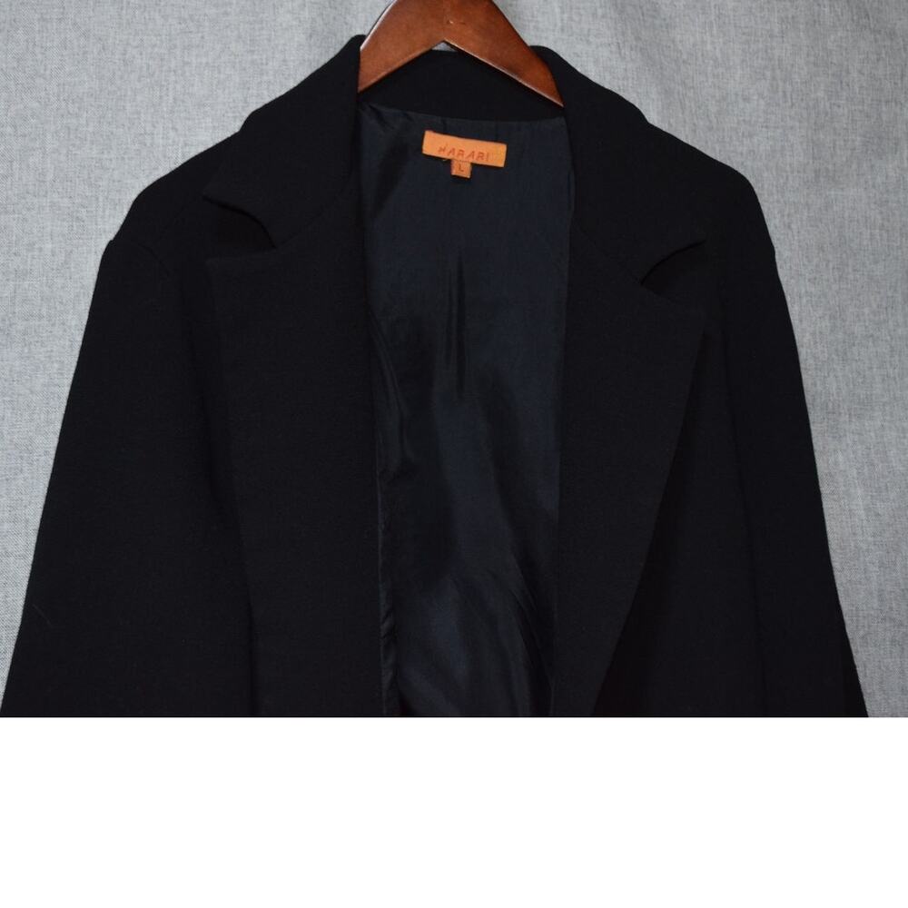 Harari Black Open Front Silk-Lined Jacket L Made in USA - Picture 2 of 4